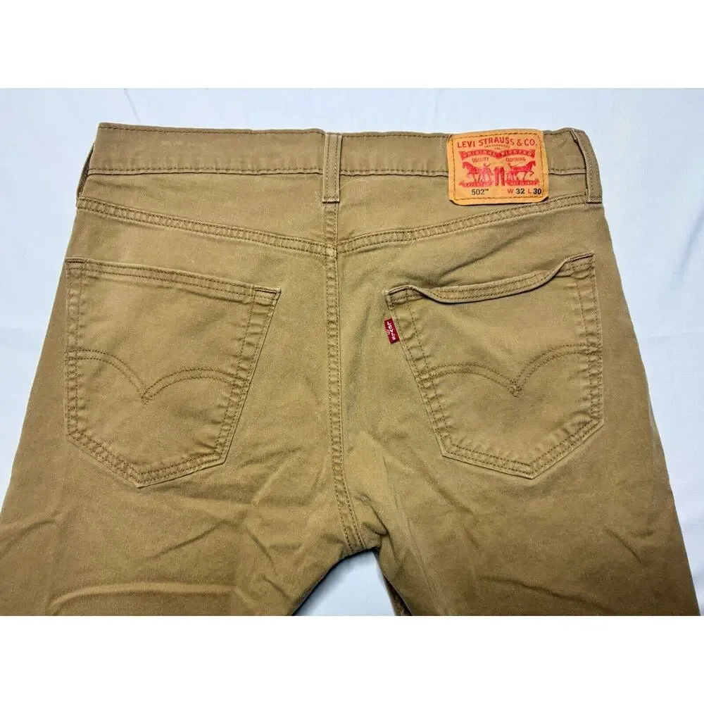 Levis 502 Men's Regular Fit Tapered‎ Leg Tan Denim Jeans - Size 32x27.5*